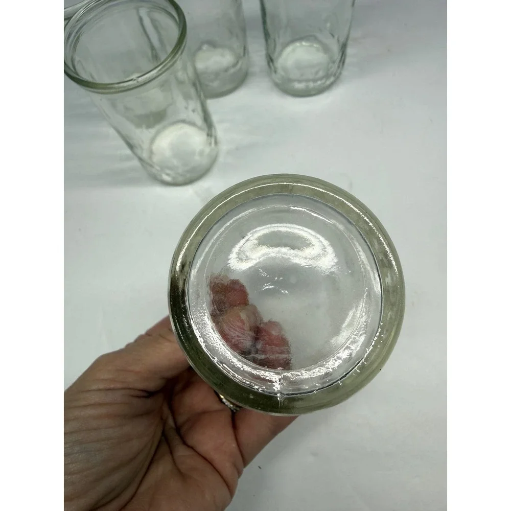Vintage Clear Glass Jelly Jars Set of 5 Paneled Juice Tumblers 4 Inch